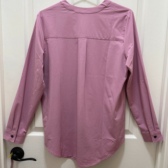 New Rev3 Tunic Blouse Women's Size S Pink Center Back Pleat Stretch Office Work - Picture 10 of 12